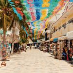 Beautiful Cozumel Mexico Street. Very colourful.