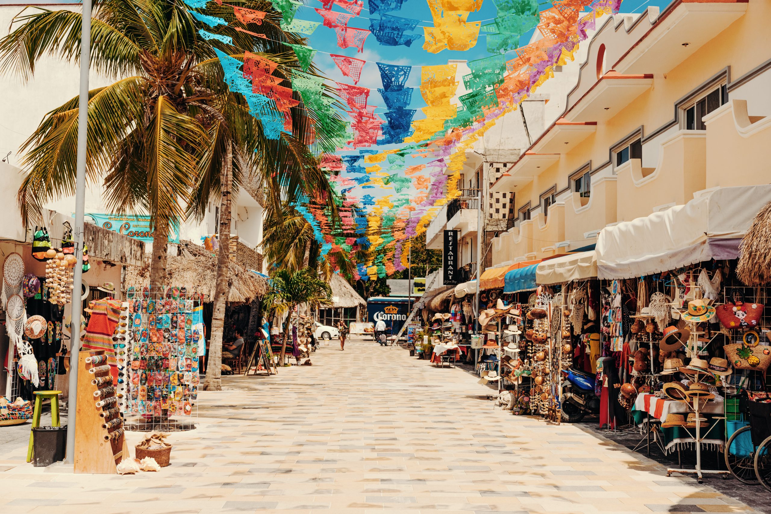 Beautiful Cozumel Mexico Street. Very colourful.